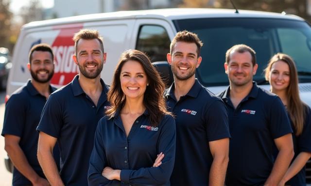 Precision Auto Detailing Solutions team posing in front of company van