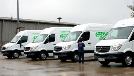 Fleet vans being detailed on location