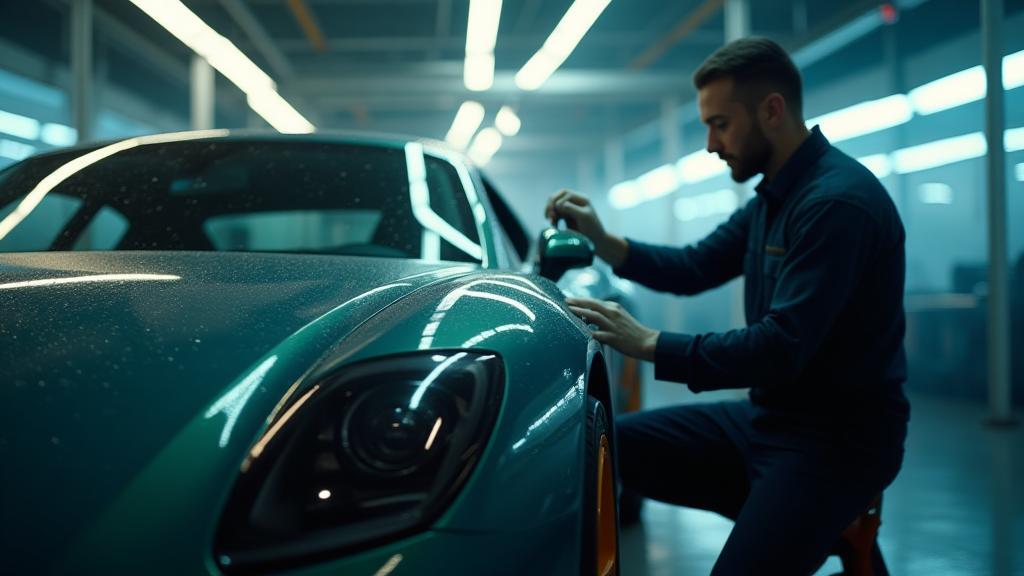 Pristine car being hand-detailed by a professional technician